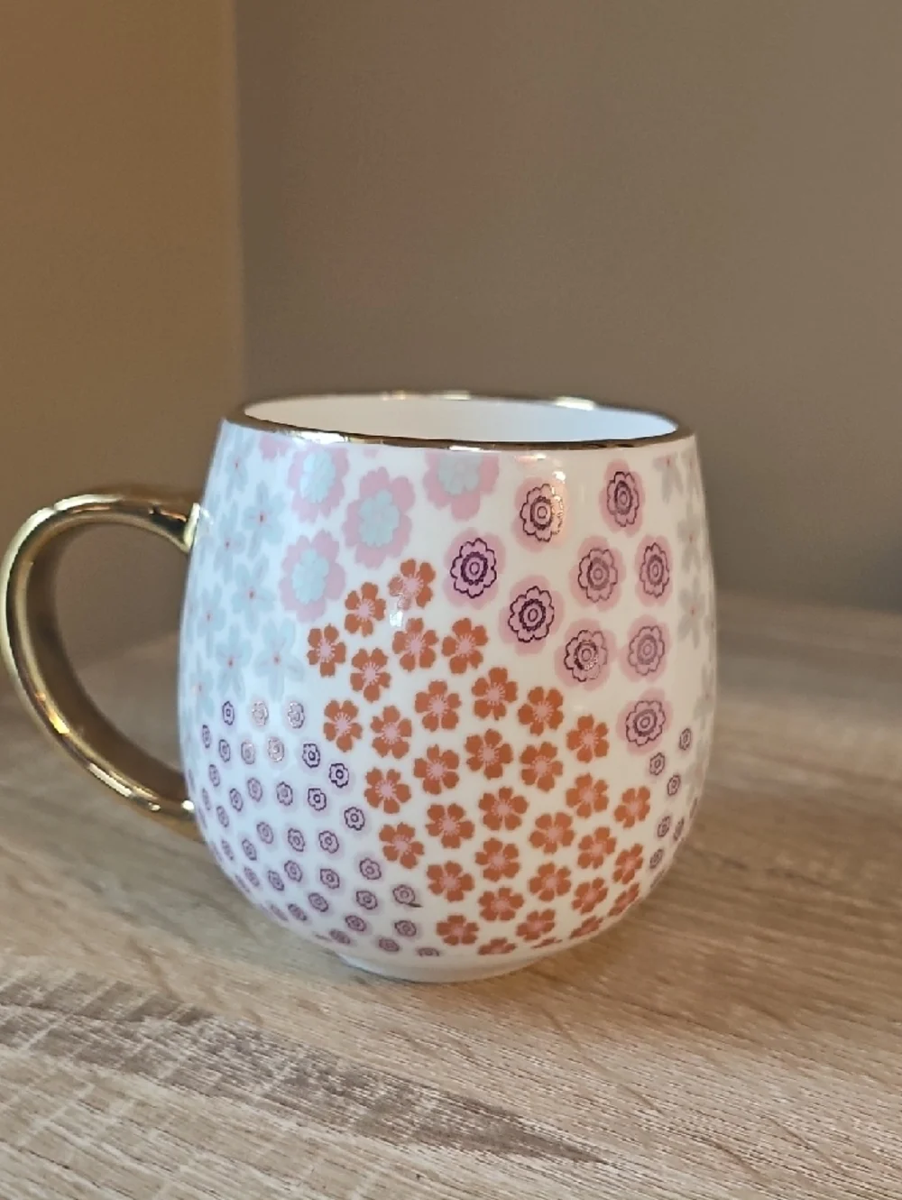 Thyme & Table Floral New Bone China Gold Highlights Mug